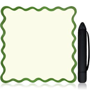 Scalloped Mahjong Table Mat Set 31.5" x 31.5" Anti Slip Noise Reduce (Green)